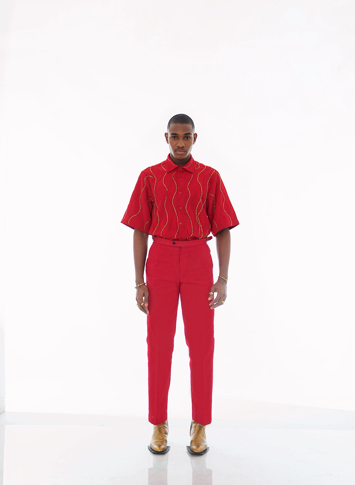 RUME Hand-Beaded Shirt & Pants (set) - Maroon