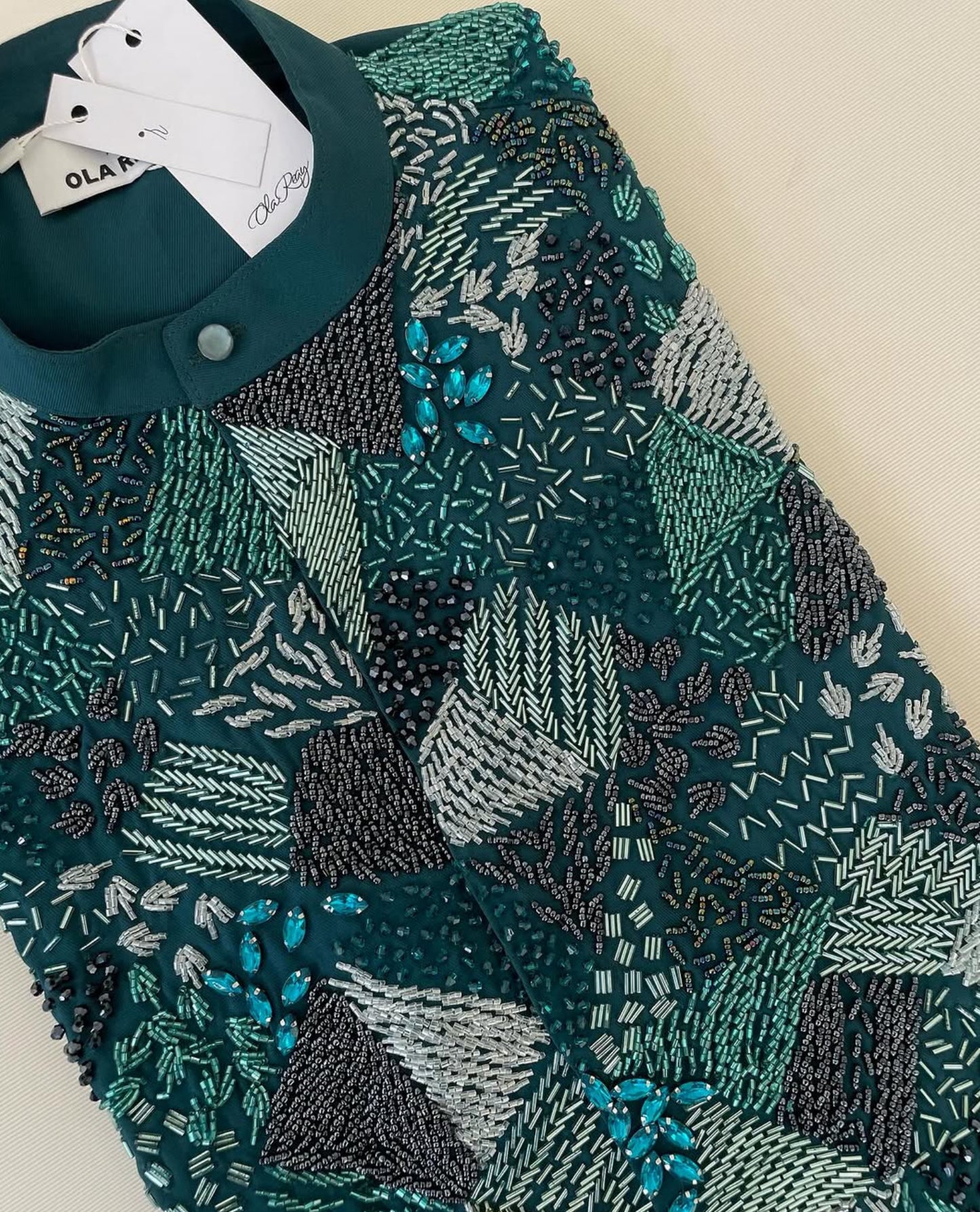 MEKA Hand Beaded Shirt and Pants Set - Teal