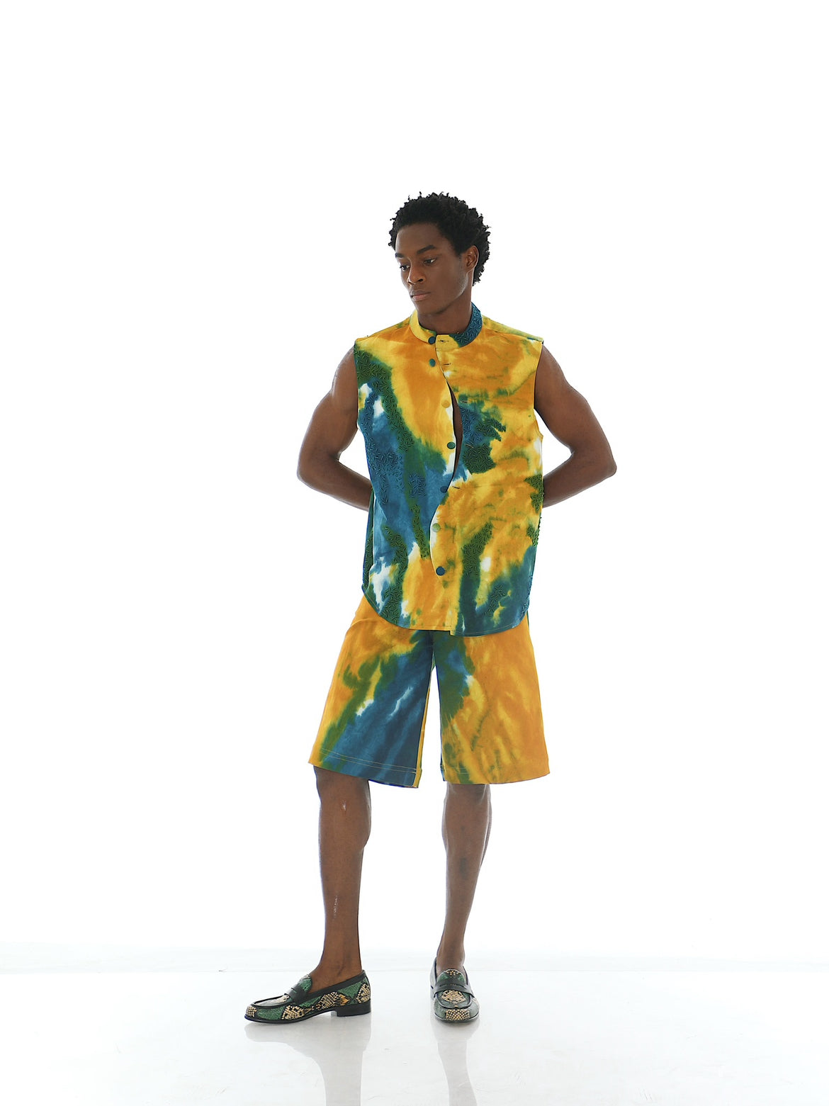 EMY Hand-Dyed/ Hand-Beaded Shacket & Jorts Set