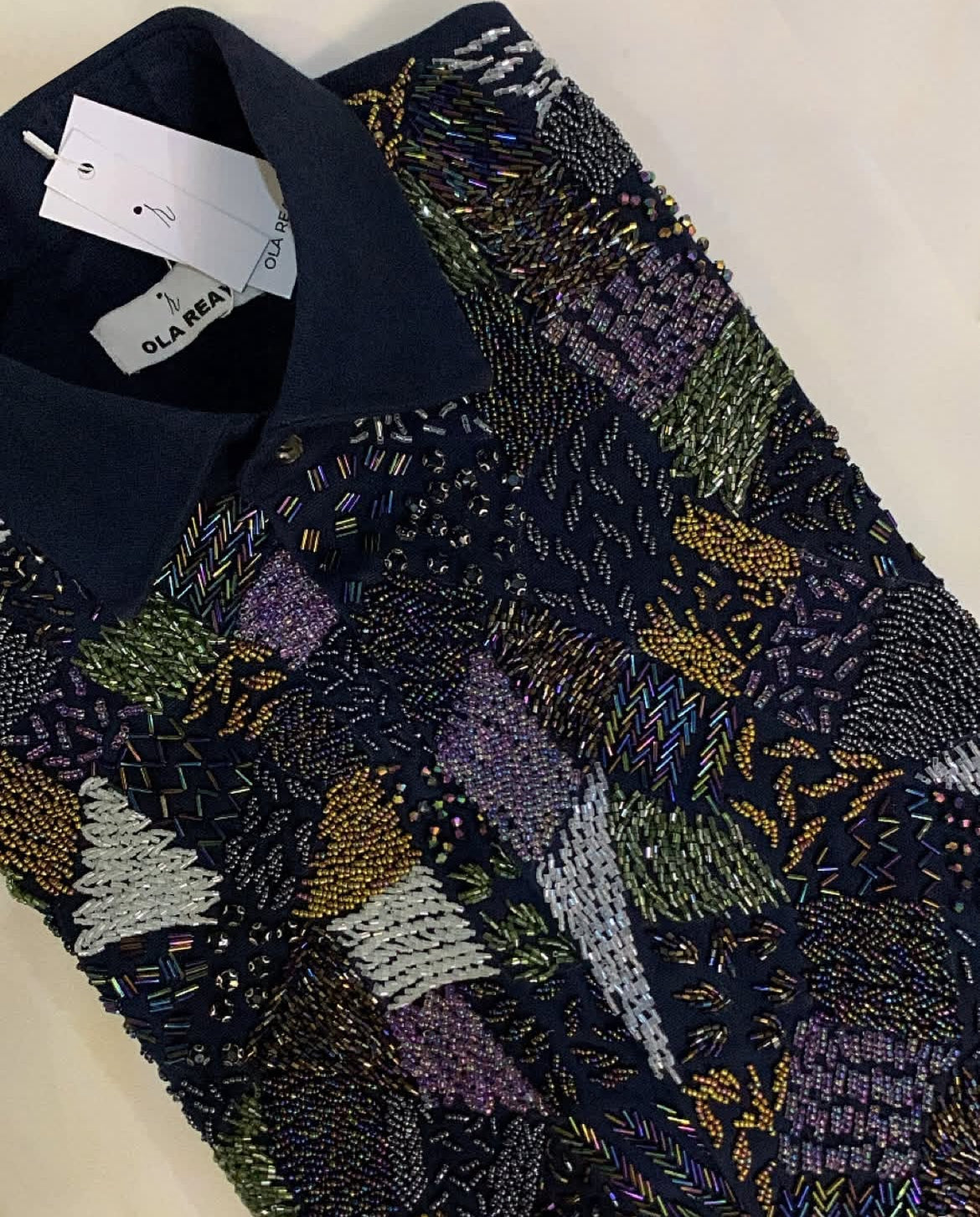 MEKA Hand-Beaded Shirt & Pants Set - Midnight Blue