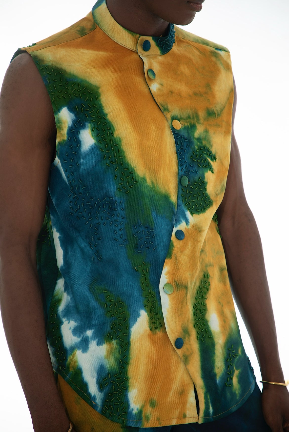 EMY Hand-Dyed/Hand-Beaded Shacket & Pants Set