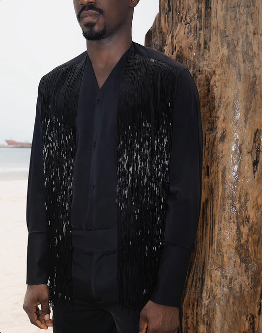 EMILIANO Hand Beaded Fringe Shirt & Pants - Set