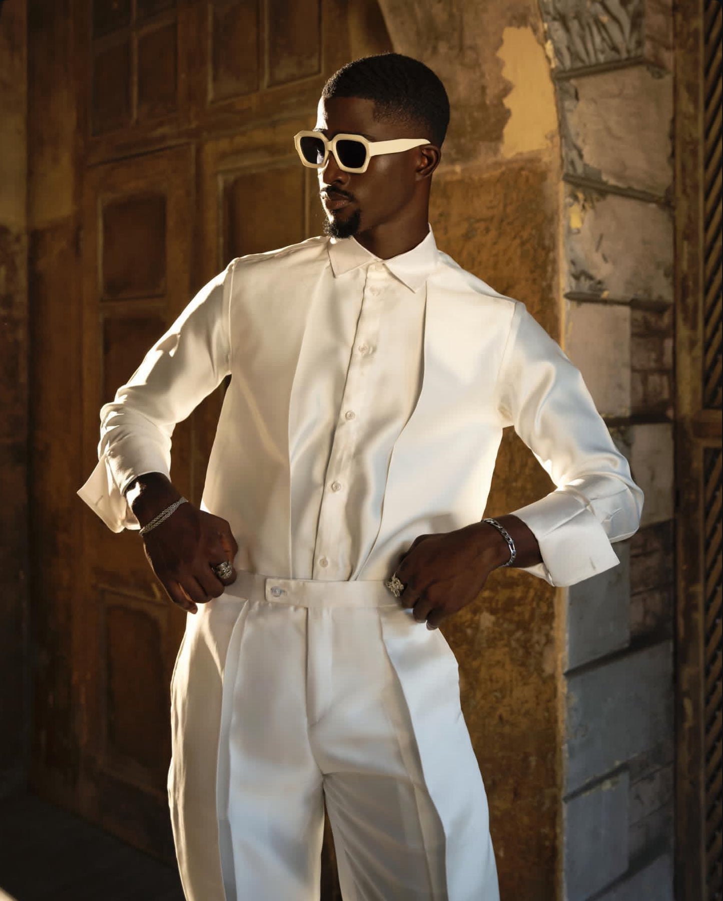 AIZE Satin Panel Shirt and Pants