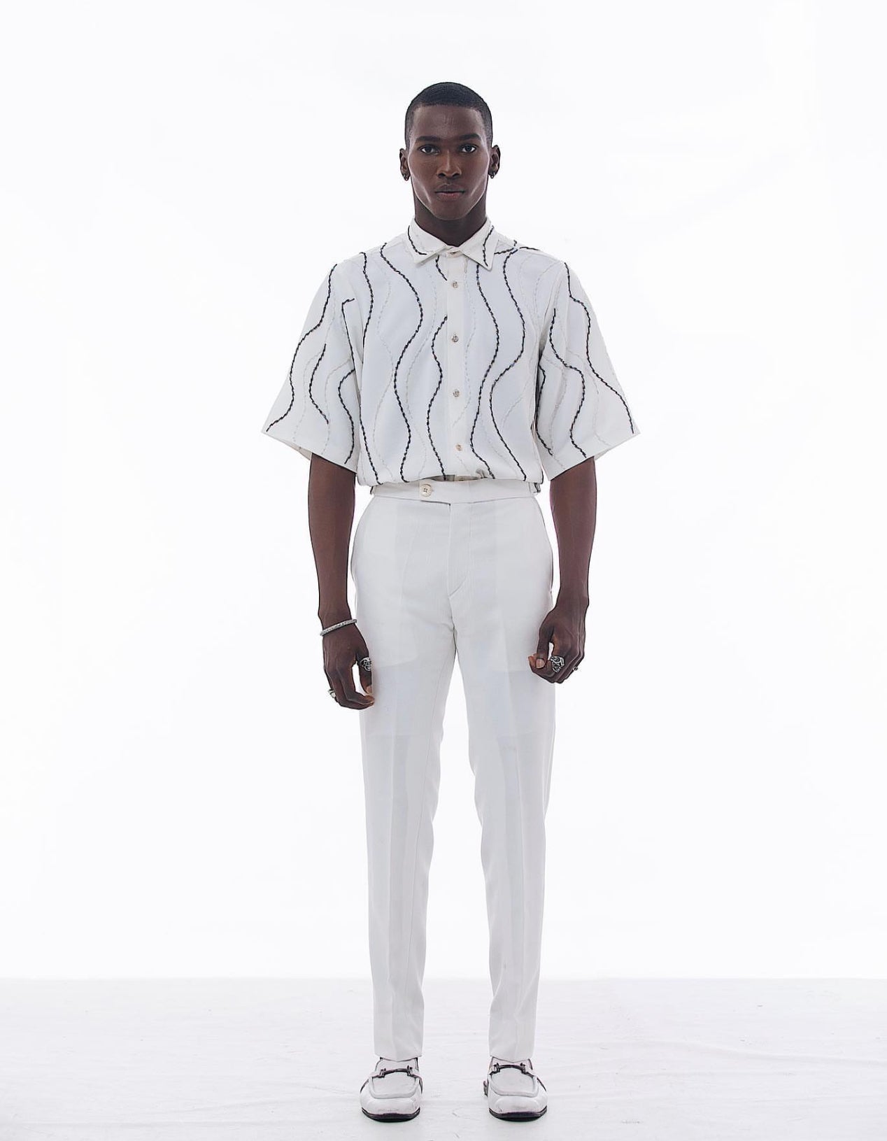 RUME Hand Embellished Shirt Set - Ivory