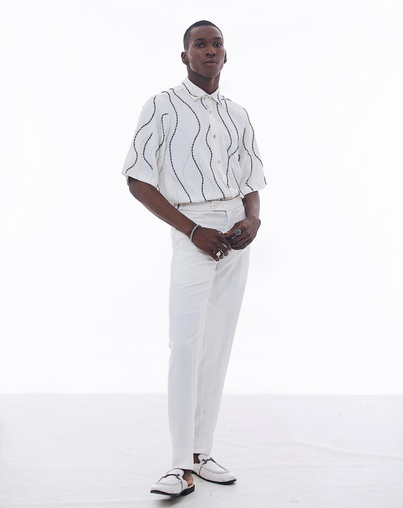 RUME Hand Embellished Shirt Set - Ivory