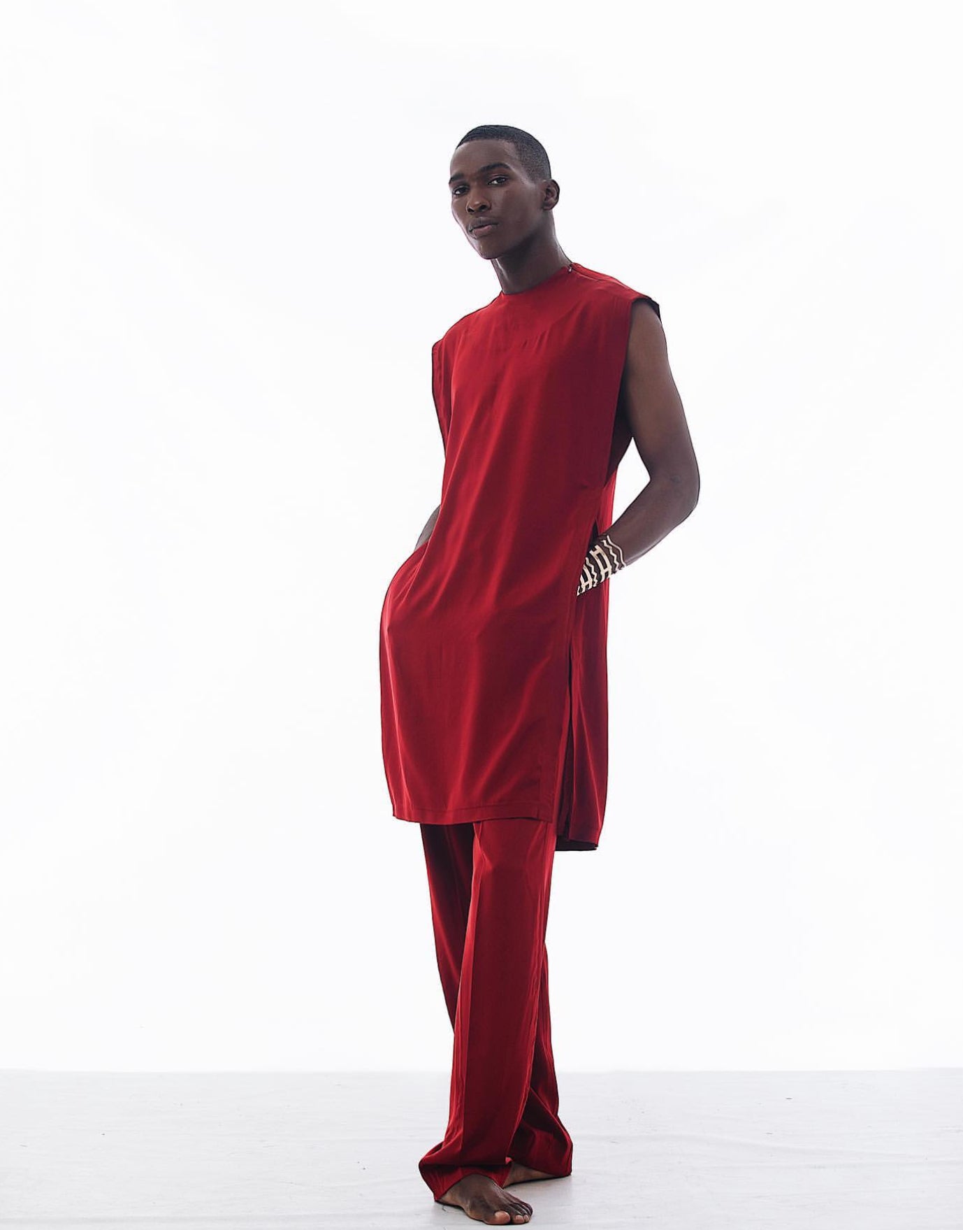 IMRAN Sleeveless Shirt Set