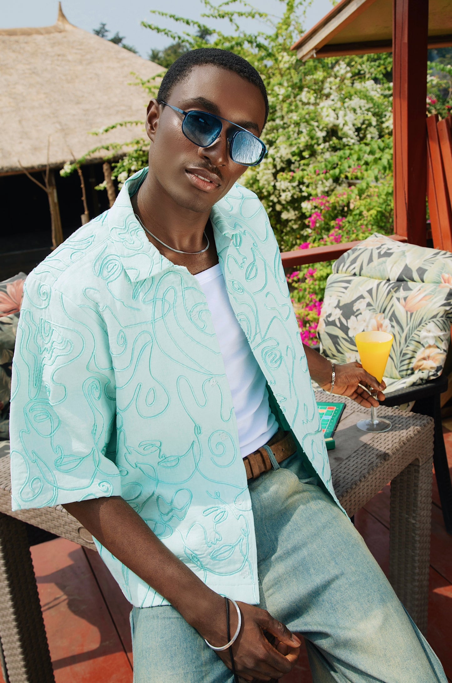 ARTI Hand-Embroidered Shacket - Mint