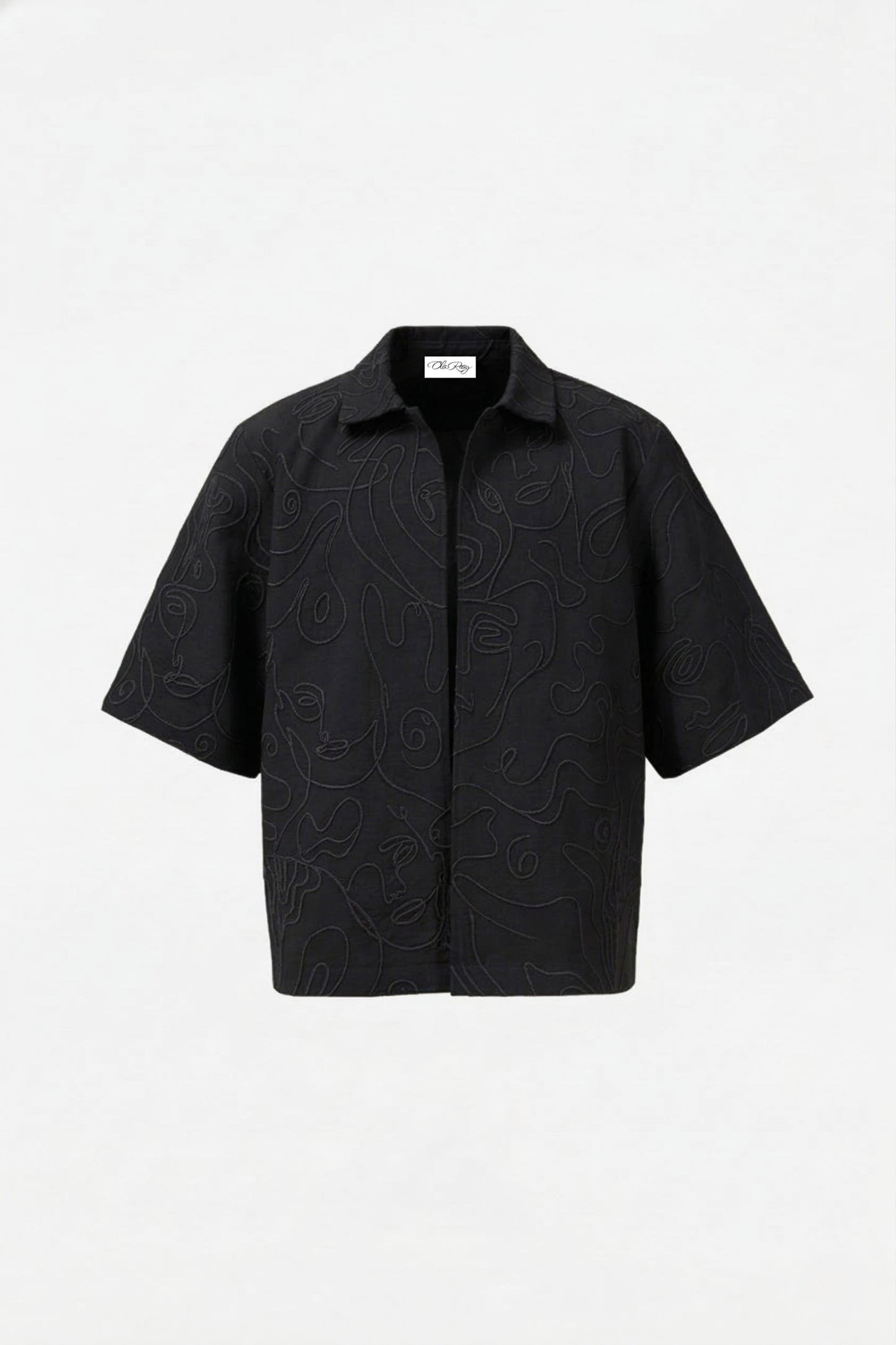 ARTI Hand-Embroidered Shacket - Black