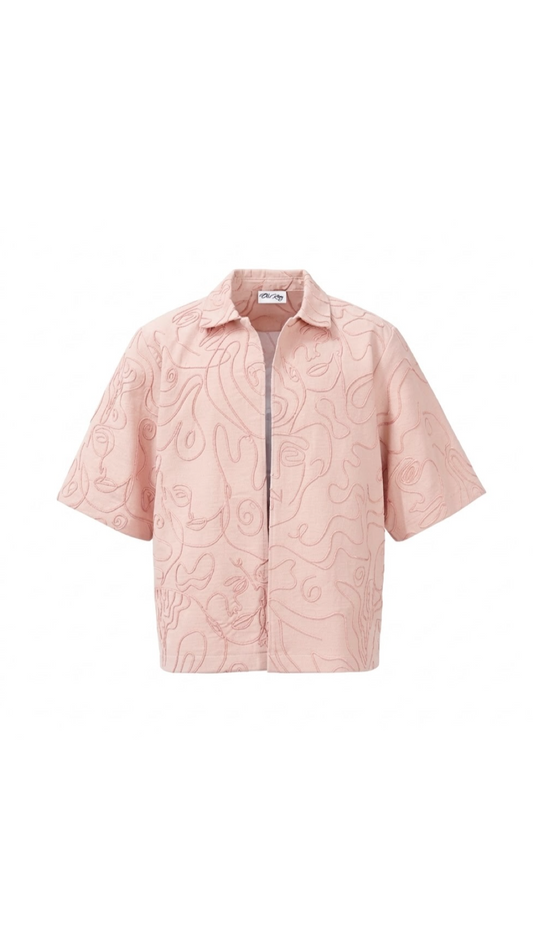 ARTII Face Line Hand Embroidered Shacked - Pastel Pink