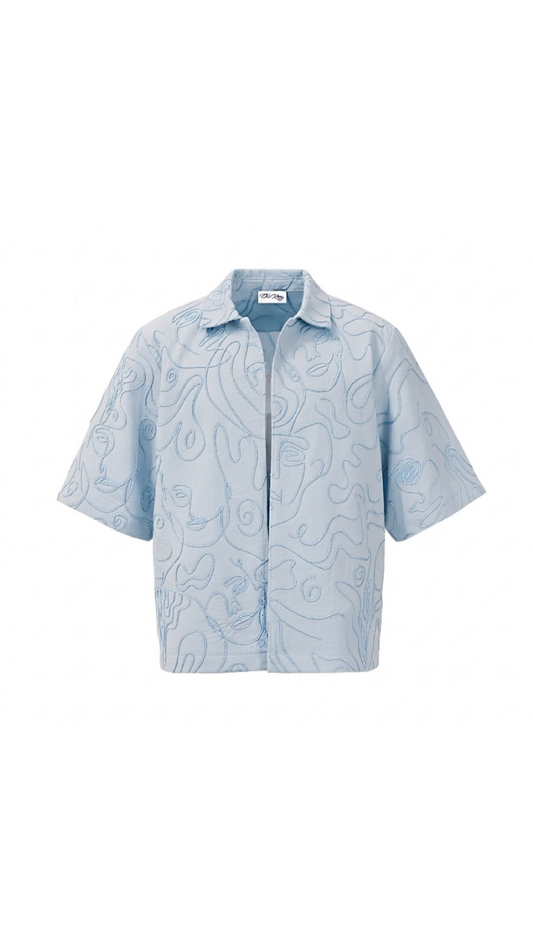 ARTII Face Line Hand Embroidered Shacked - Pastel Blue