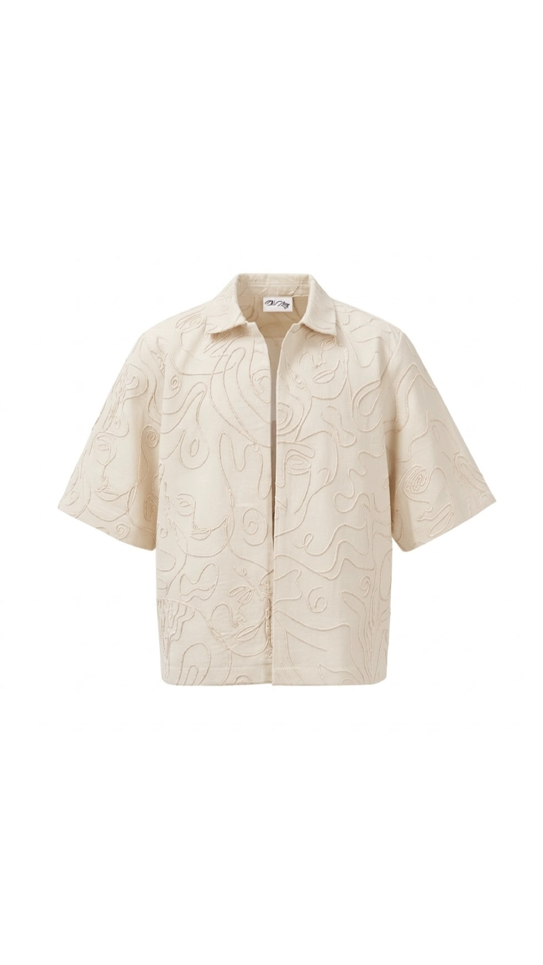 ARTI Face Line Hand-Embroidered Shacket - Pastel White