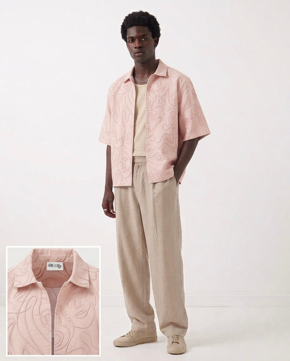 ARTII Face Line Hand Embroidered Shacked - Pastel Pink